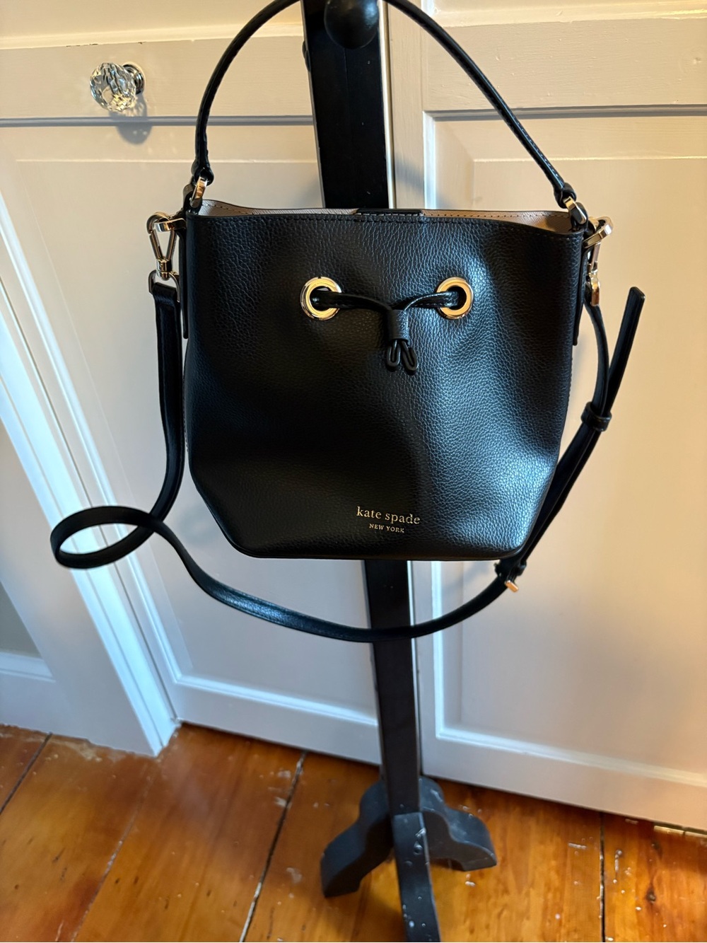 kate spade small Black Leather Bucket Bag